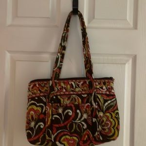 Vera Bradley brown, pink and gold floral bag.